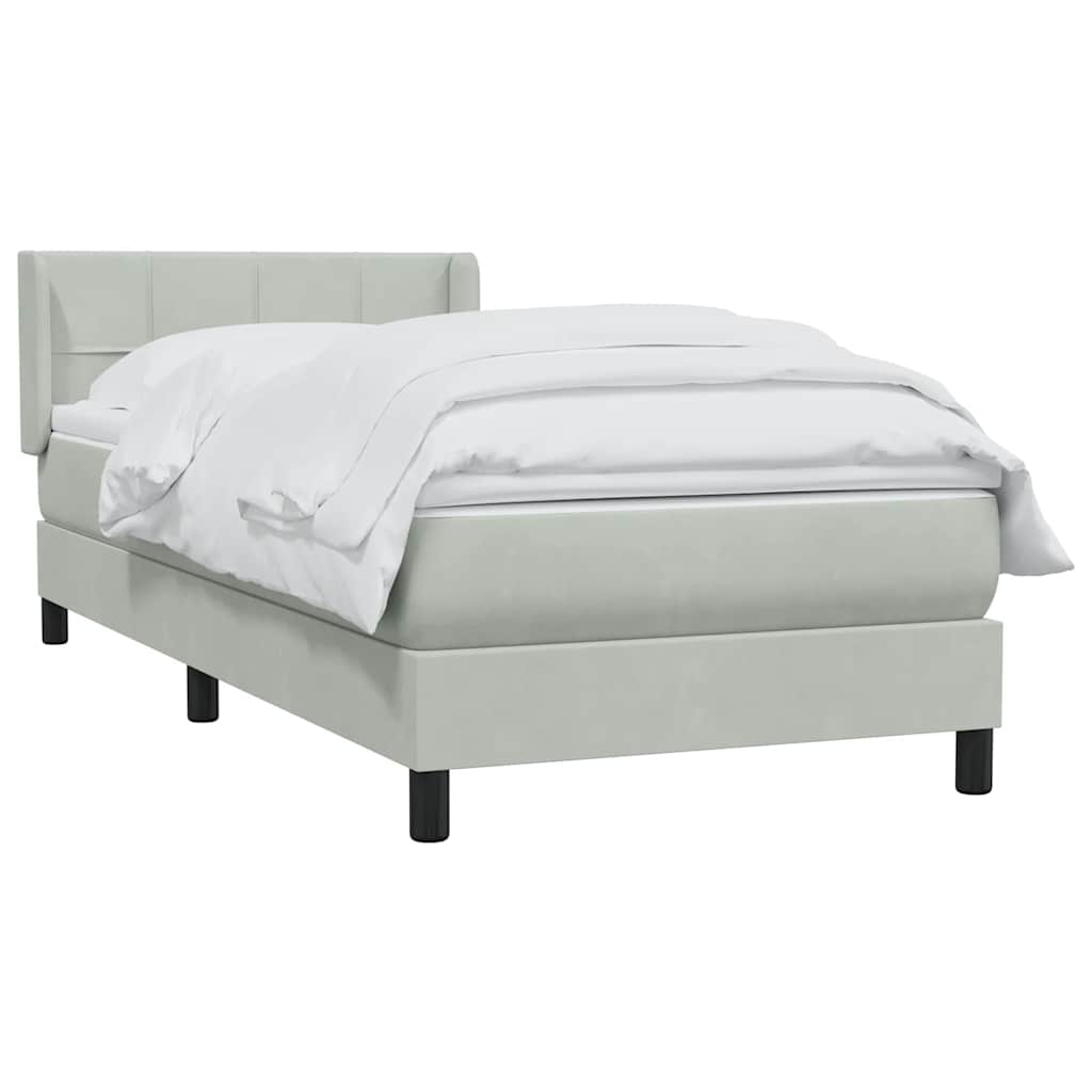 vidaXL Boxspringbett mit Matratze Hellgrau 100x210 cm Samt
