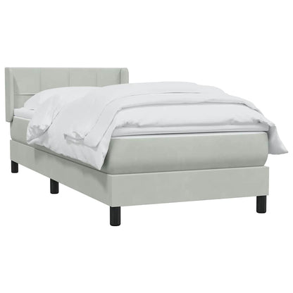 vidaXL Boxspringbett mit Matratze Hellgrau 100x210 cm Samt