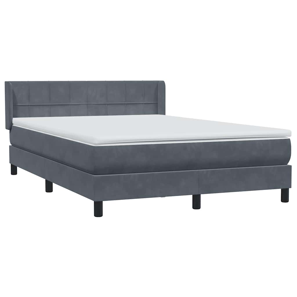 vidaXL Lit tapissier avec matelas Gris foncé 140x210 cm Velours