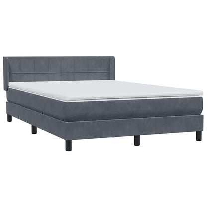 vidaXL Lit tapissier avec matelas Gris foncé 140x210 cm Velours