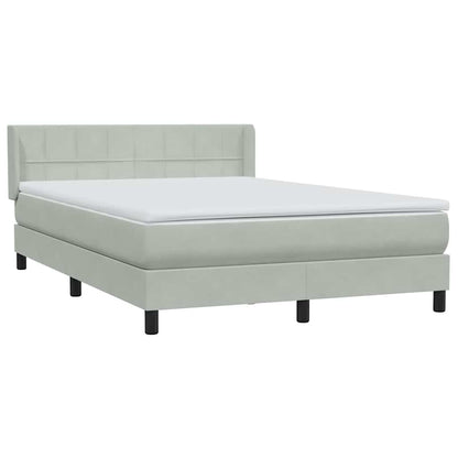 vidaXL Boxspringbett mit Matratze Hellgrau 160x210 cm Samt