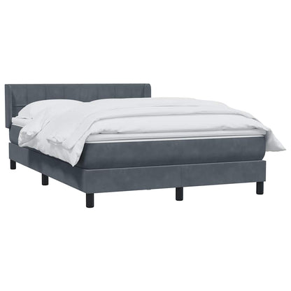 vidaXL Boxspringbett mit Matratze Dunkelgrau 160x210 cm Samt
