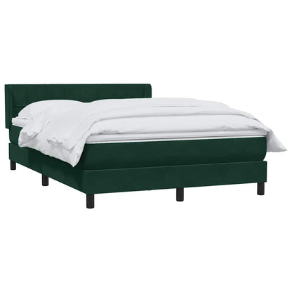 vidaXL Boxspringbett mit Matratze Dunkelgrün 160x210 cm Samt