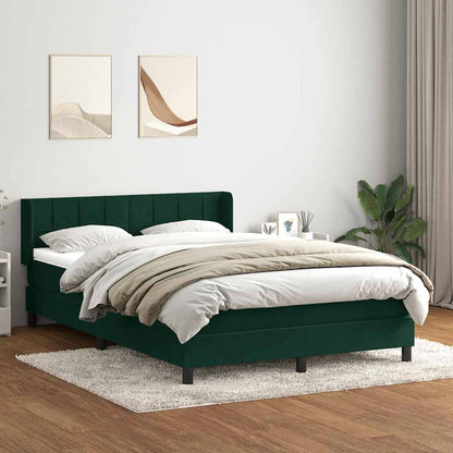 vidaXL Boxspringbett mit Matratze Dunkelgrün 160x210 cm Samt