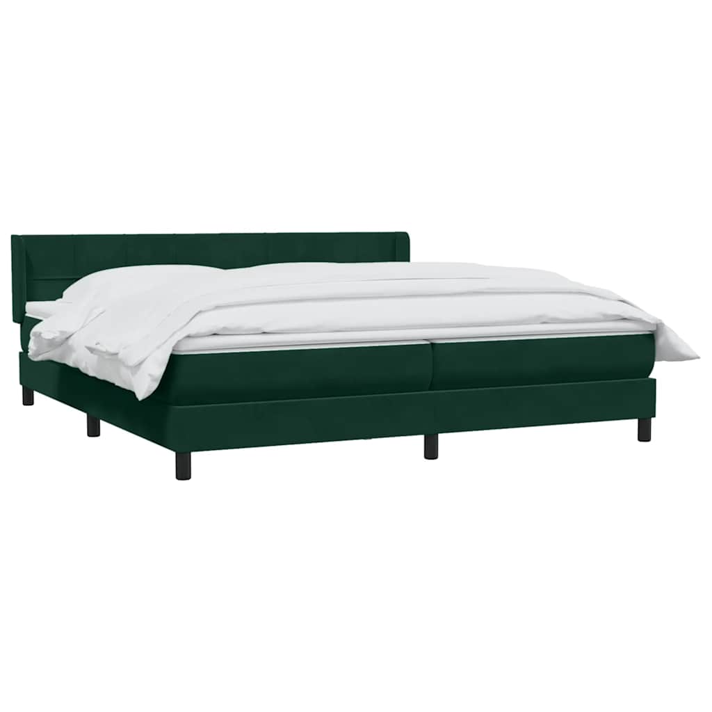 vidaXL Boxspringbett mit Matratze Dunkelgrün 180x210 cm Samt