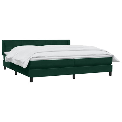 vidaXL Boxspringbett mit Matratze Dunkelgrün 180x210 cm Samt