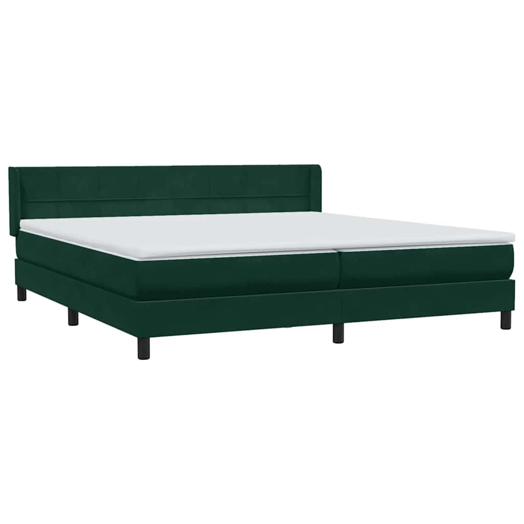 vidaXL Boxspringbett mit Matratze Dunkelgrün 180x210 cm Samt