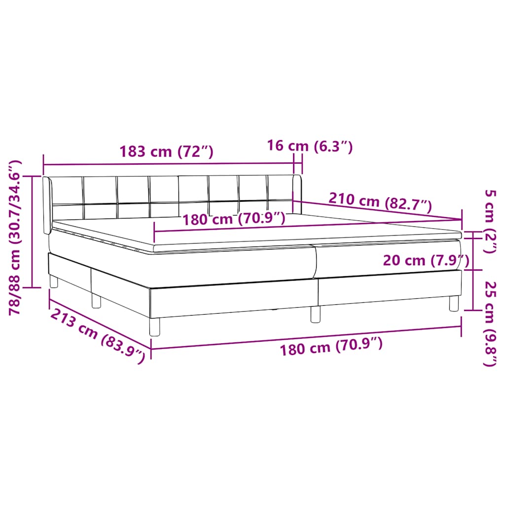vidaXL Boxspringbett mit Matratze Rosa 180x210 cm Samt