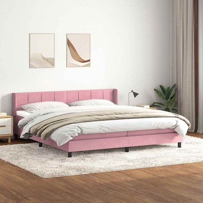 vidaXL Boxspringbett mit Matratze Rosa 180x210 cm Samt