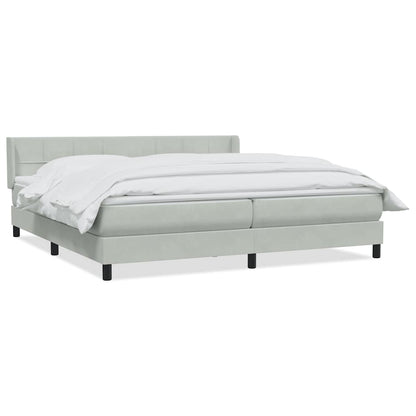 vidaXL Boxspringbett mit Matratze Hellgrau 200x210 cm Samt