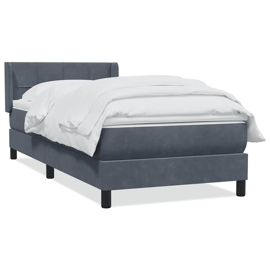 vidaXL Lit tapissier avec matelas Gris foncé 80x220 cm Velours