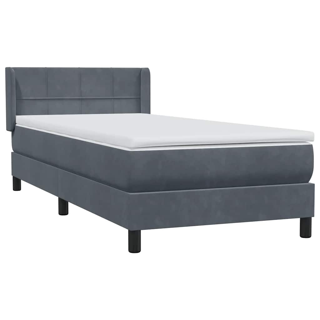 vidaXL Lit tapissier avec matelas Gris foncé 80x220 cm Velours