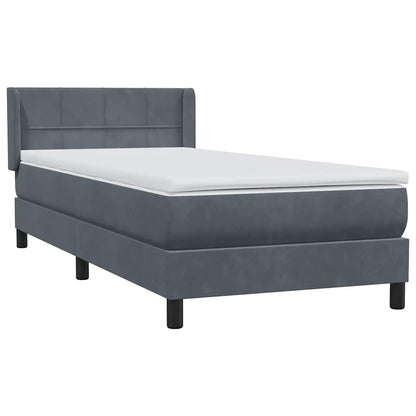 vidaXL Lit tapissier avec matelas Gris foncé 80x220 cm Velours