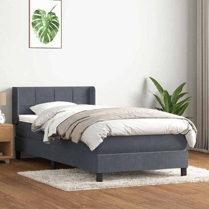 vidaXL Lit tapissier avec matelas Gris foncé 80x220 cm Velours