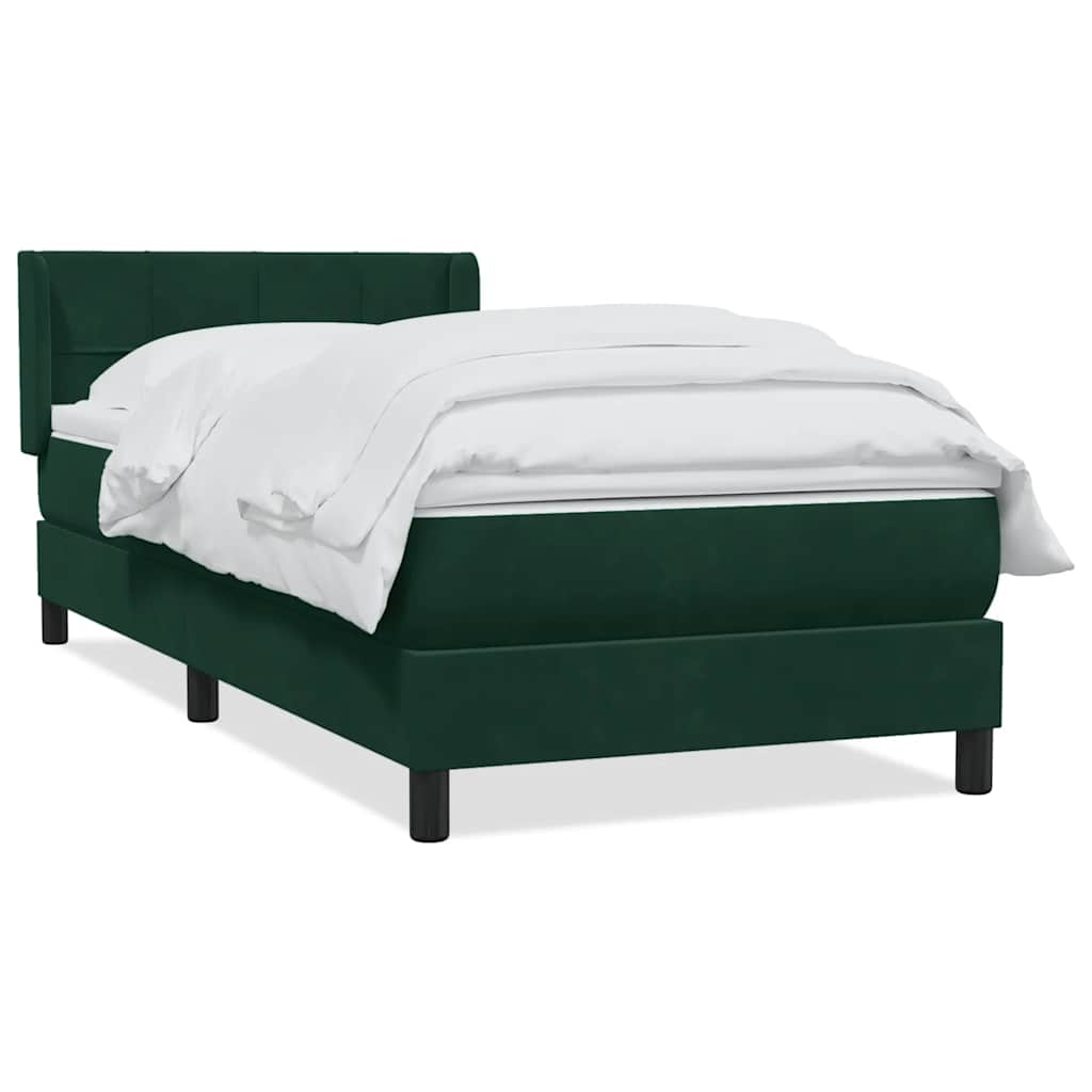 vidaXL Boxspringbett mit Matratze Dunkelgrün 80x220 cm Samt