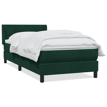 vidaXL Boxspringbett mit Matratze Dunkelgrün 80x220 cm Samt