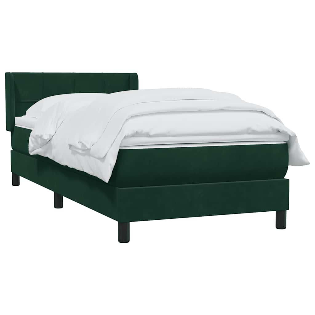 vidaXL Boxspringbett mit Matratze Dunkelgrün 80x220 cm Samt