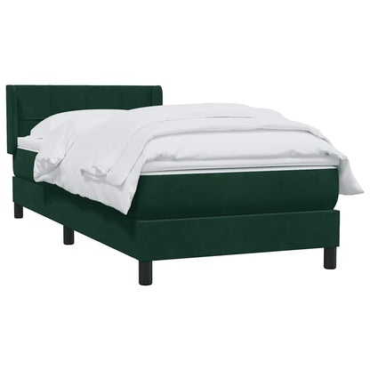 vidaXL Boxspringbett mit Matratze Dunkelgrün 80x220 cm Samt