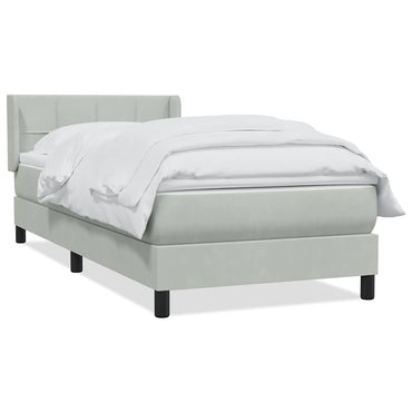 vidaXL Lit double tapissier avec matelas Gris clair 90x220 cm Velours