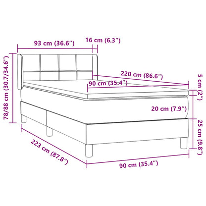 vidaXL Lit double tapissier avec matelas Gris clair 90x220 cm Velours