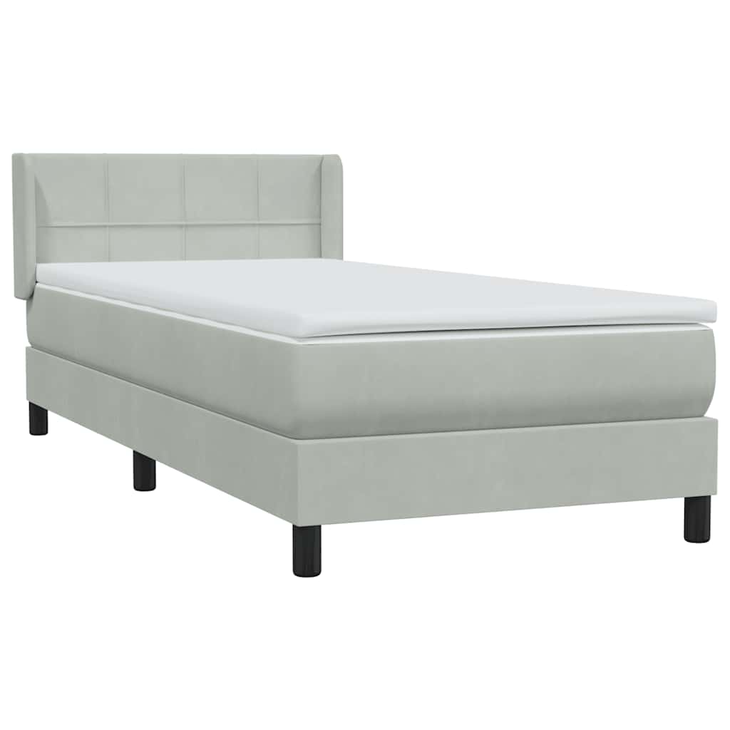 vidaXL Lit double tapissier avec matelas Gris clair 90x220 cm Velours