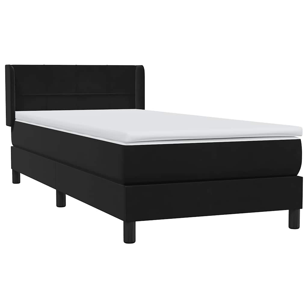 vidaXL Lit coffre avec matelas Noir 90x220 cm Velours