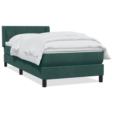 vidaXL Boxspringbett mit Matratze Dunkelgrün 90x220 cm Samt