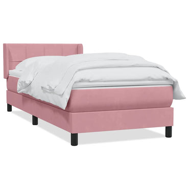 vidaXL Boxspringbett mit Matratze Rosa 90x220 cm Samt