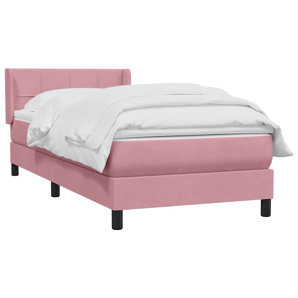 vidaXL Boxspringbett mit Matratze Rosa 90x220 cm Samt