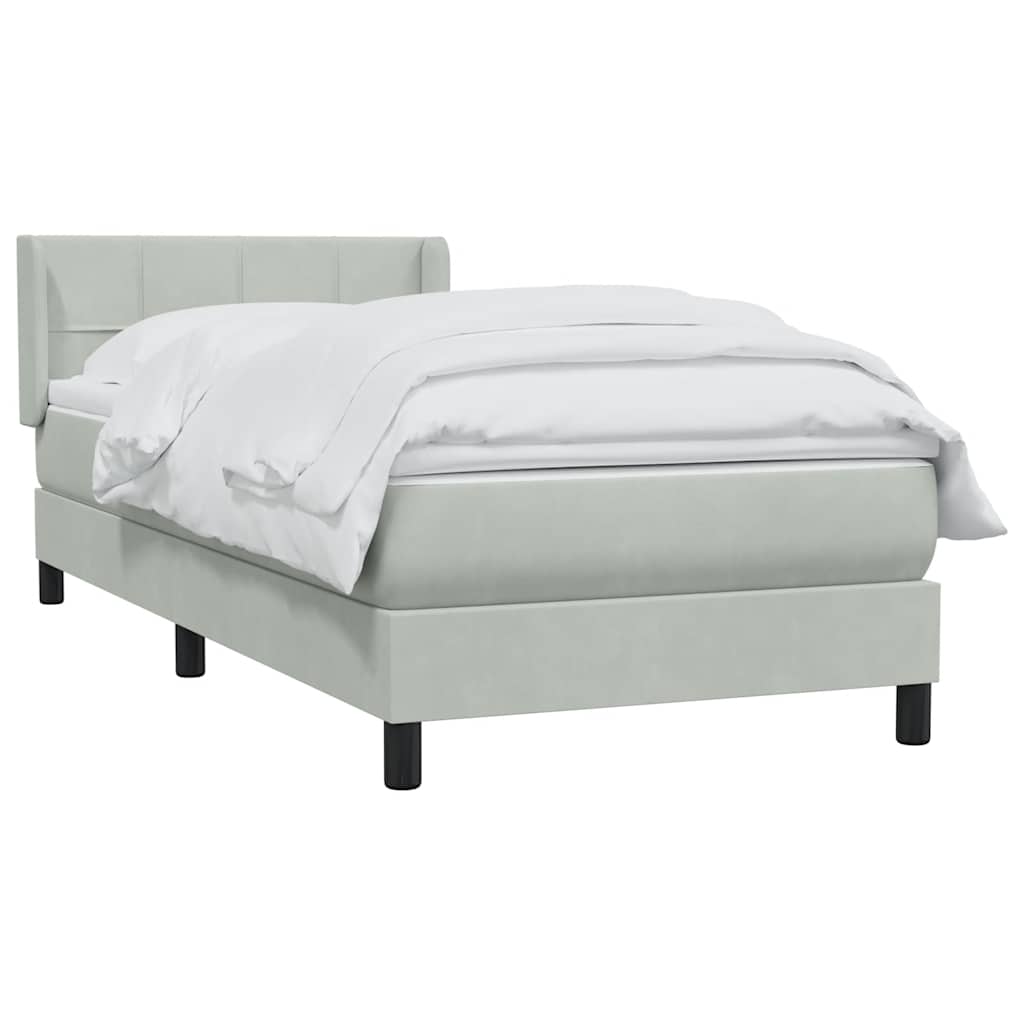 vidaXL Boxspringbett mit Matratze Hellgrau 100x220 cm Samt