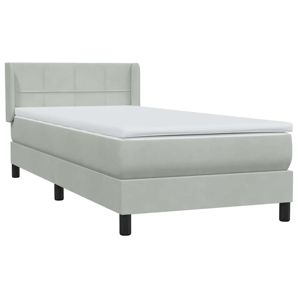 vidaXL Boxspringbett mit Matratze Hellgrau 100x220 cm Samt