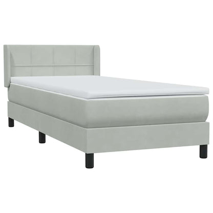 vidaXL Boxspringbett mit Matratze Hellgrau 100x220 cm Samt