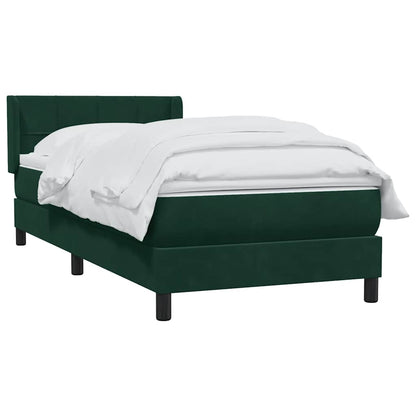 vidaXL Boxspringbett mit Matratze Dunkelgrün 100x220 cm Samt