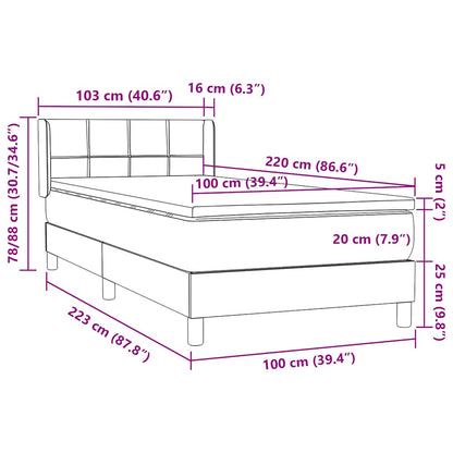 vidaXL Boxspringbett mit Matratze Dunkelgrün 100x220 cm Samt