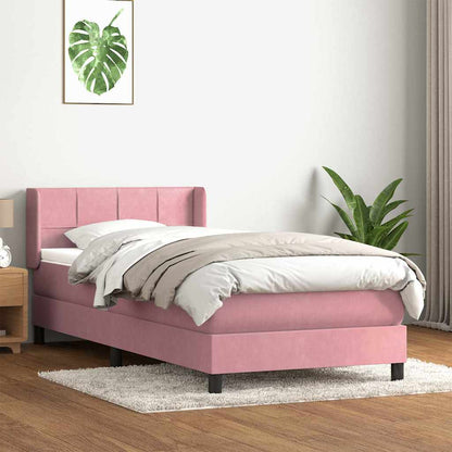 vidaXL Lit boxspring avec matelas rose 100x220 cm velours
