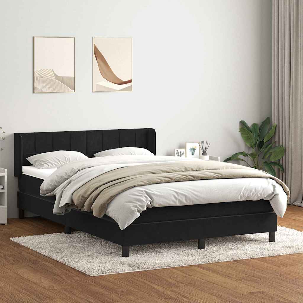 vidaXL Lit coffre avec matelas velours noir 140x220 cm