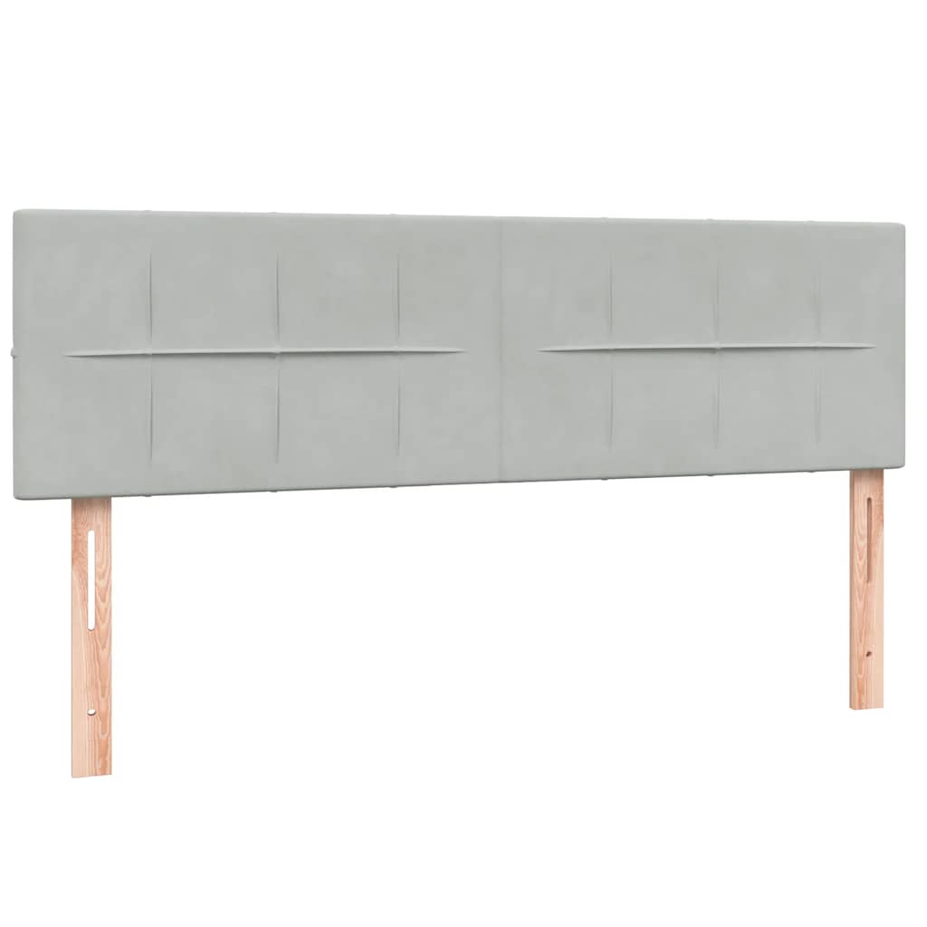 vidaXL Boxspringbett mit Matratze Hellgrau 160x220 cm Samt