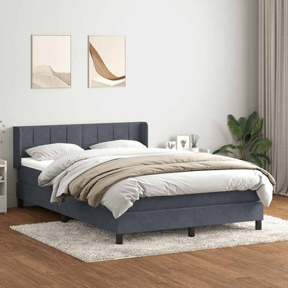 vidaXL Lit boxspring avec matelas Gris foncé 160x220 cm Velours