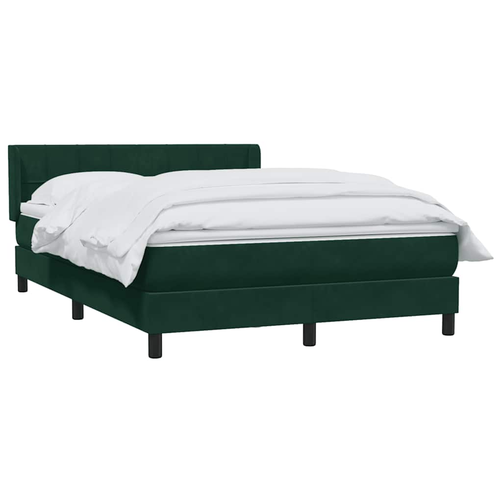 vidaXL Boxspringbett mit Matratze Dunkelgrün 160x220 cm Samt