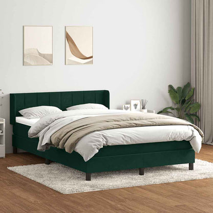 vidaXL Boxspringbett mit Matratze Dunkelgrün 160x220 cm Samt