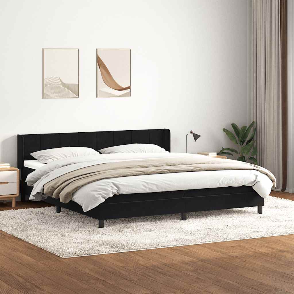 vidaXL Boxspringbett mit Matratze Schwarz 180x220 cm Samt