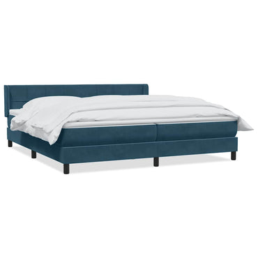 vidaXL Boxspringbett mit Matratze Dunkelblau 180x220 cm Samt