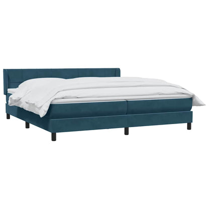 vidaXL Boxspringbett mit Matratze Dunkelblau 180x220 cm Samt