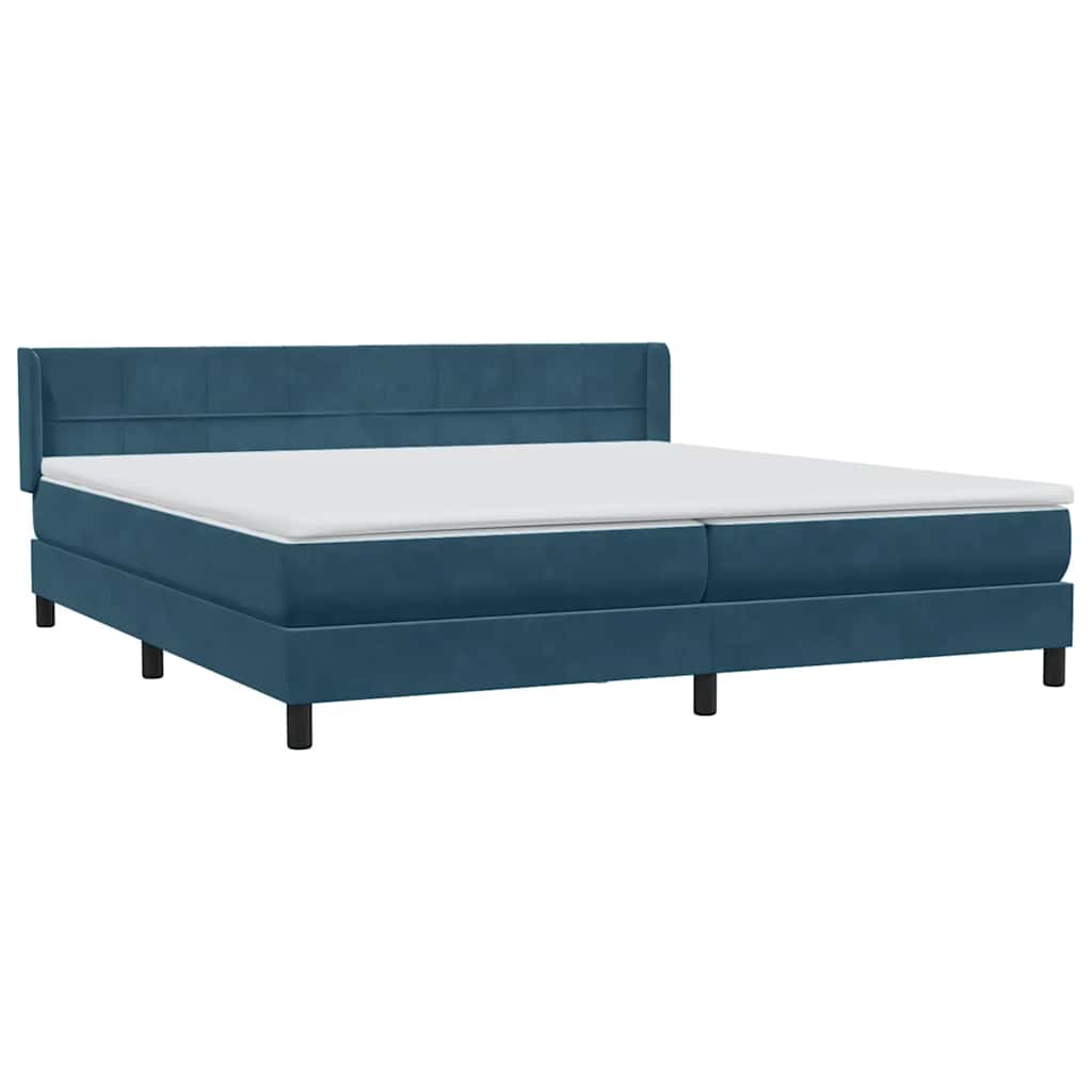vidaXL Boxspringbett mit Matratze Dunkelblau 180x220 cm Samt