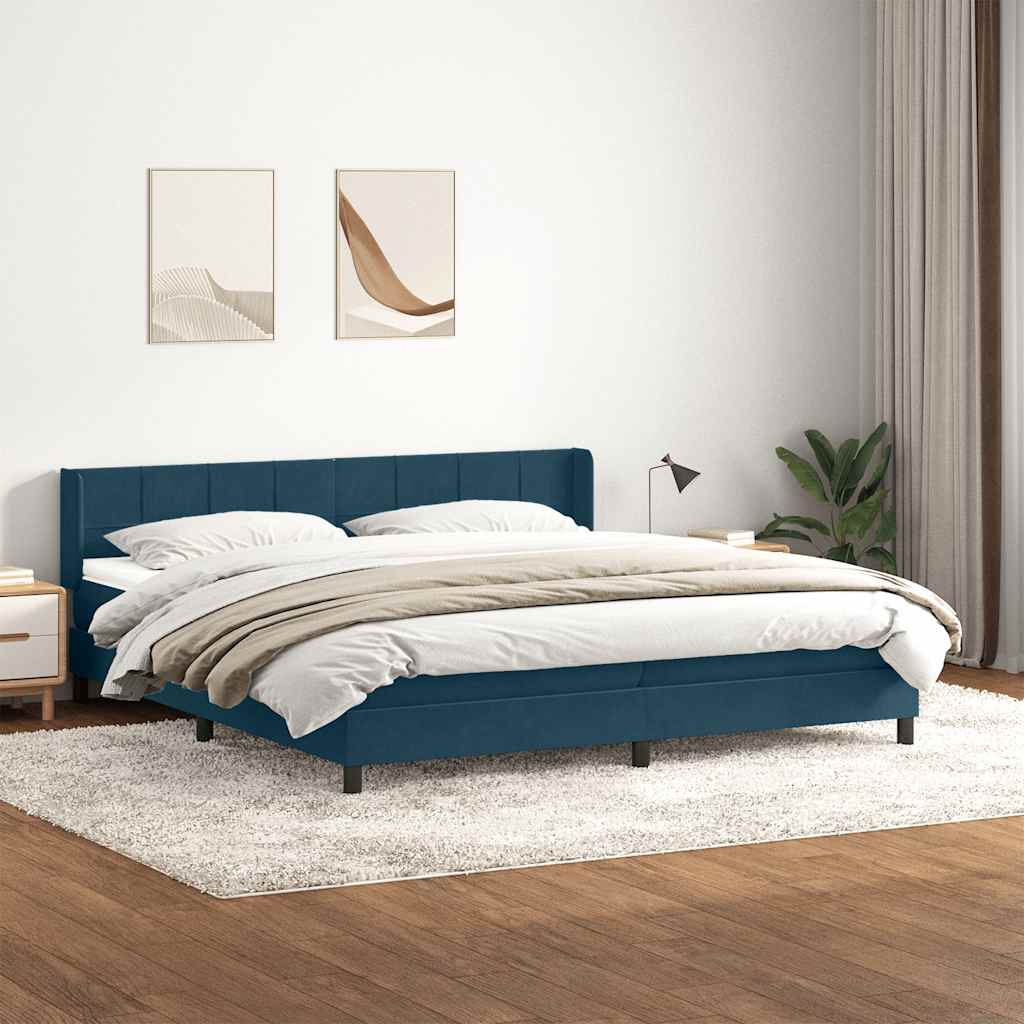 vidaXL Boxspringbett mit Matratze Dunkelblau 180x220 cm Samt