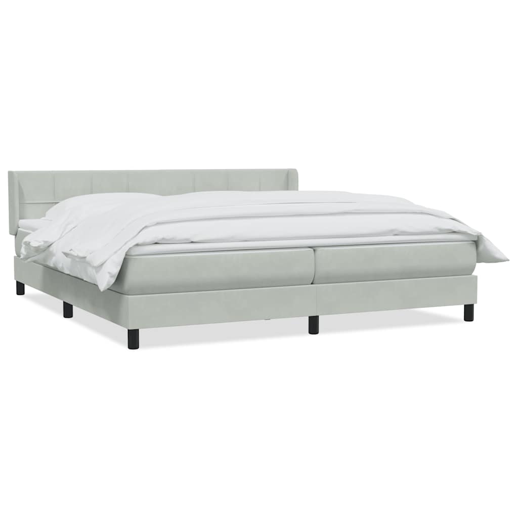 vidaXL Lit coffre avec matelas Gris clair 200x220 cm Velours