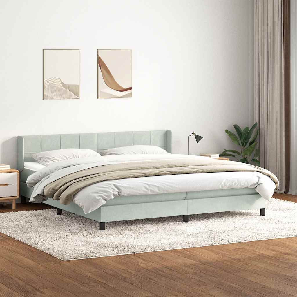 vidaXL Lit coffre avec matelas Gris clair 200x220 cm Velours