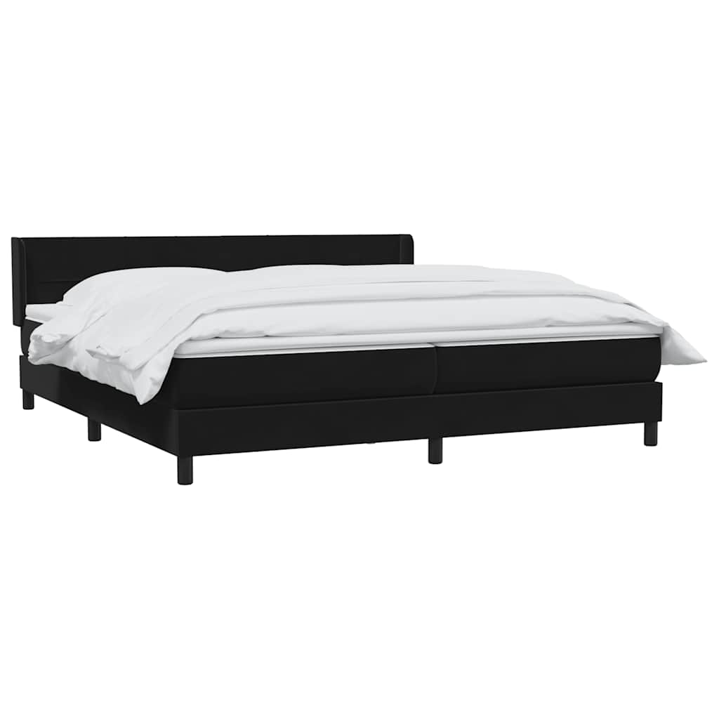 vidaXL Lit tapissier avec matelas Noir 200x220 cm Velours