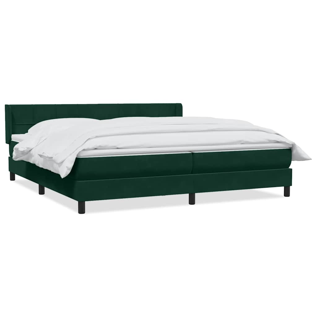 vidaXL Boxspringbett mit Matratze Dunkelgrün 200x220 cm Samt
