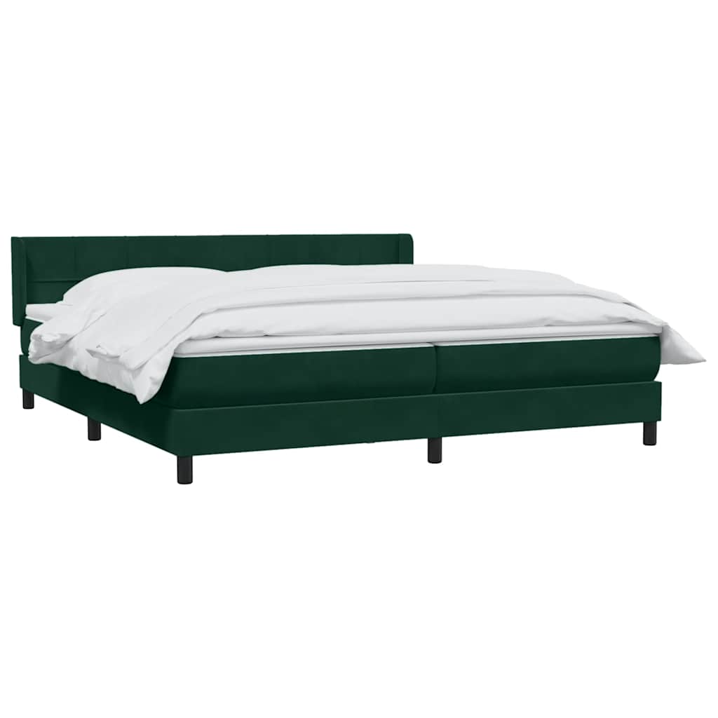 vidaXL Boxspringbett mit Matratze Dunkelgrün 200x220 cm Samt